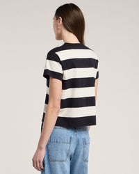 Velvet by Graham & Spencer Fiona S/S Crew Neck Top in Black/White 3 - Bliss Boutiques