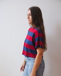 Velvet by Graham & Spencer Fryee S/S Crop Top in Red/Blue 2 - Bliss Boutiques