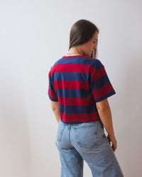 Velvet by Graham & Spencer Fryee S/S Crop Top in Red/Blue 3 - Bliss Boutiques