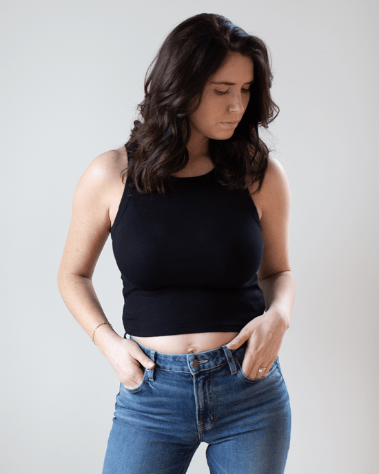 Velvet by Graham & Spencer Harla Tank Crop Top in Black 