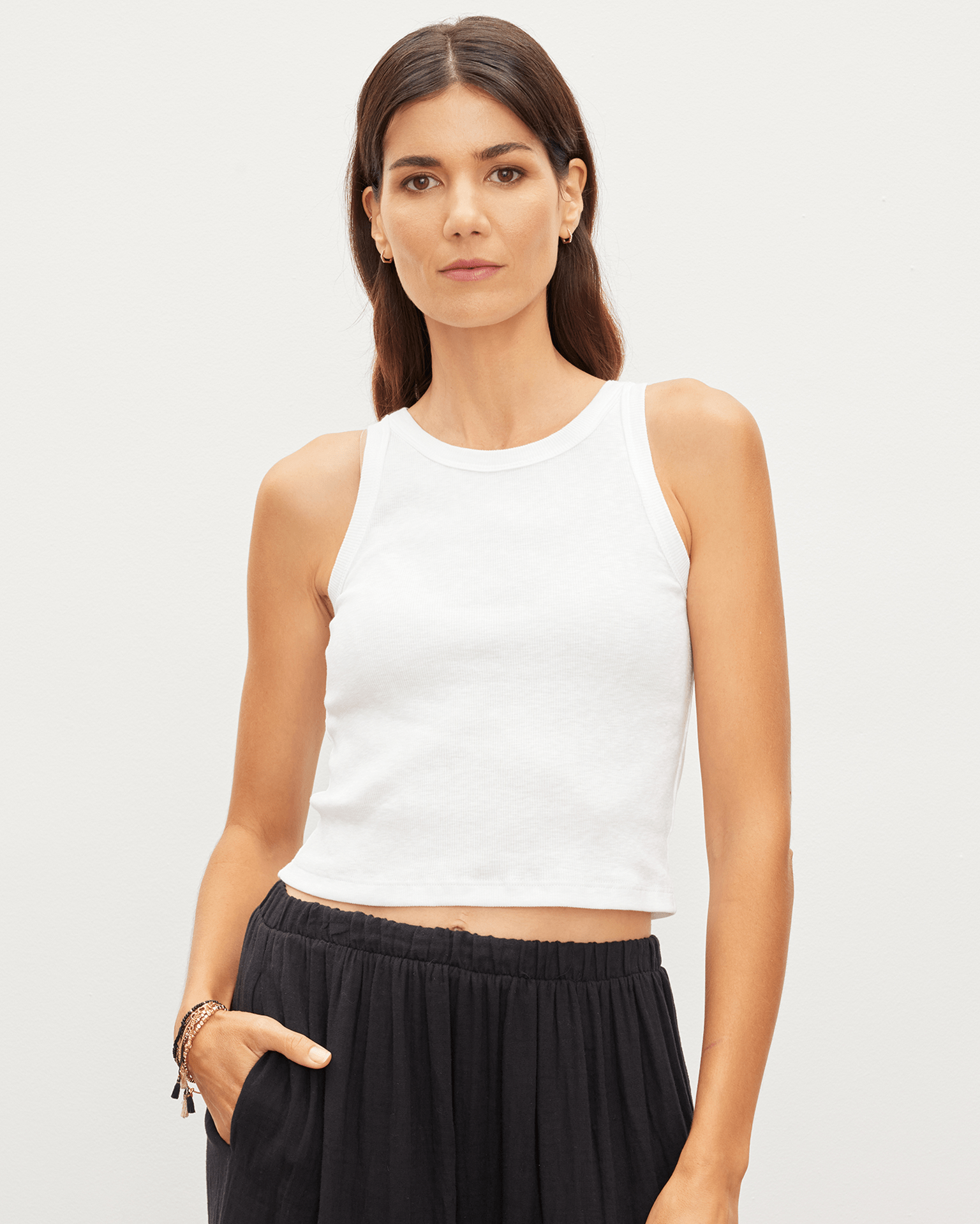 Harla Tank Crop Top in White
