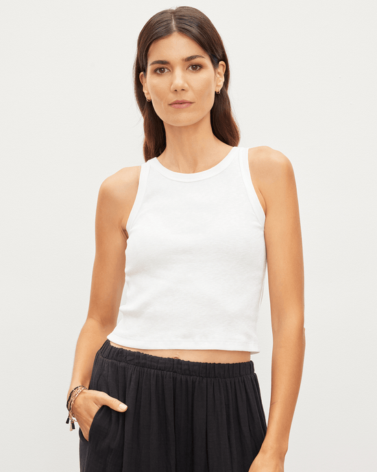 Velvet by Graham & Spencer Harla Tank Crop Top in White 