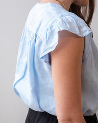 Velvet by Graham & Spencer Janey Ruffle Short Sleeve Button Top in Sailboat 5 - Bliss Boutiques