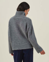 Velvet by Graham & Spencer Kendall Long Sleeve Turtleneck Sweater in Medium Heather Grey 6 - Bliss Boutiques