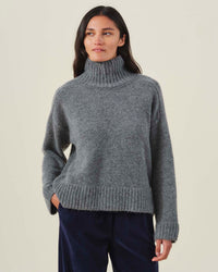 Velvet by Graham & Spencer Kendall Long Sleeve Turtleneck Sweater in Medium Heather Grey 5 - Bliss Boutiques