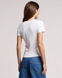 Velvet by Graham & Spencer Kimzie Short Sleeve Crew Neck Top in White 3 - Bliss Boutiques