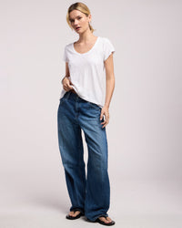 Velvet by Graham & Spencer Kira Scoop Neck Tee in White 2 - Bliss Boutiques