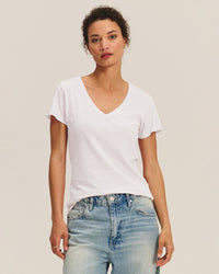 Velvet by Graham & Spencer Lilith V Tee in White 1 - Bliss Boutiques
