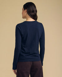 Velvet by Graham & Spencer Lizzie Long Sleeve Crew Neck Top in Navy 4 - Bliss Boutiques