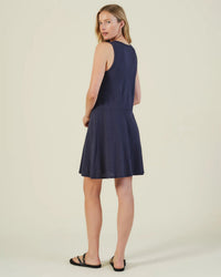 Velvet by Graham & Spencer Loen Sleeveless Flared Dress in Navy 4 - Bliss Boutiques
