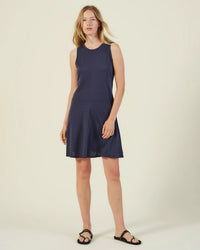 Velvet by Graham & Spencer Loen Sleeveless Flared Dress in Navy 2 - Bliss Boutiques