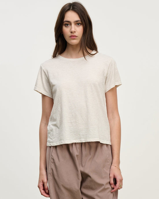 Velvet by Graham & Spencer Marie S/S Crop Top in Bisque 