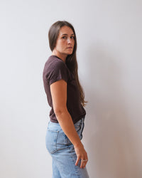 Velvet by Graham & Spencer Marika Short Sleeve Crew Neck Crop Top in Mole 4 - Bliss Boutiques