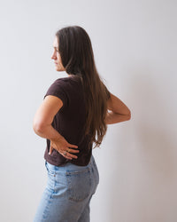 Velvet by Graham & Spencer Marika Short Sleeve Crew Neck Crop Top in Mole 2 - Bliss Boutiques