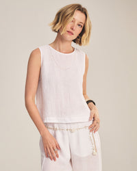 Velvet by Graham & Spencer Maxine Sleeveless Top in White 1 - Bliss Boutiques