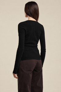Velvet by Graham & Spencer Miriam L/S Scoop Neck Top in Black 3 - Bliss Boutiques