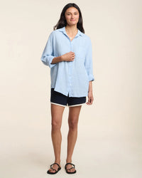 Velvet by Graham & Spencer Mulholland Button Up Top In Billow 2 - Bliss Boutiques
