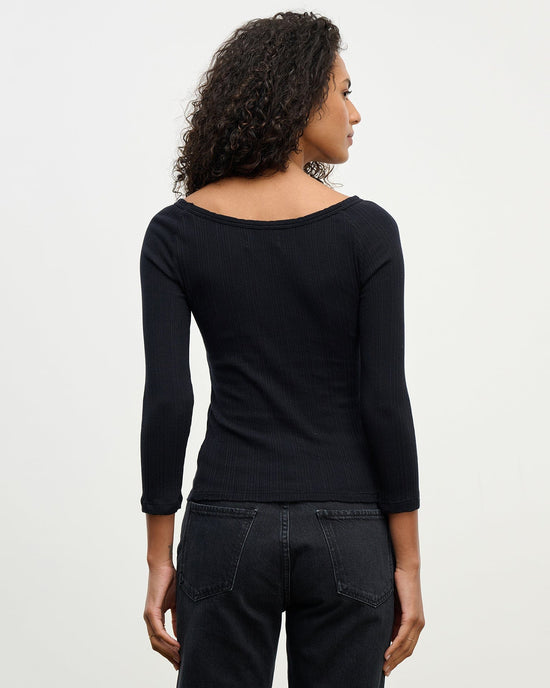 Velvet by Graham & Spencer Nima L/S Boatneck Top in Black 