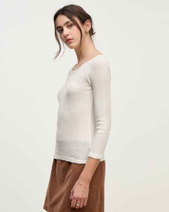 Velvet by Graham & Spencer Nima L/S Boatneck Top in Ecru 