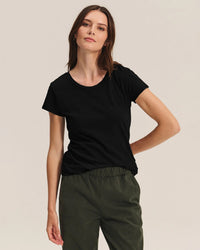 Velvet by Graham & Spencer Odelia Short Sleeve Crew Neck Top in Black 1 - Bliss Boutiques