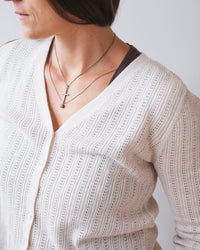 Velvet by Graham & Spencer Ottilie L/S V Neck Cardi in Muslin 2 - Bliss Boutiques