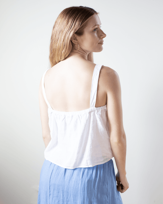 Velvet by Graham & Spencer Clothing Quin Crop Button Strap Top in White