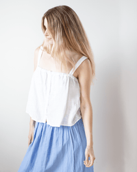 Velvet by Graham & Spencer Clothing Quin Crop Button Strap Top in White