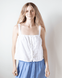 Velvet by Graham & Spencer Clothing Quin Crop Button Strap Top in White