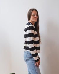 Velvet by Graham & Spencer Quinnley L/S Crew Neck Top in Black/White 3 - Bliss Boutiques
