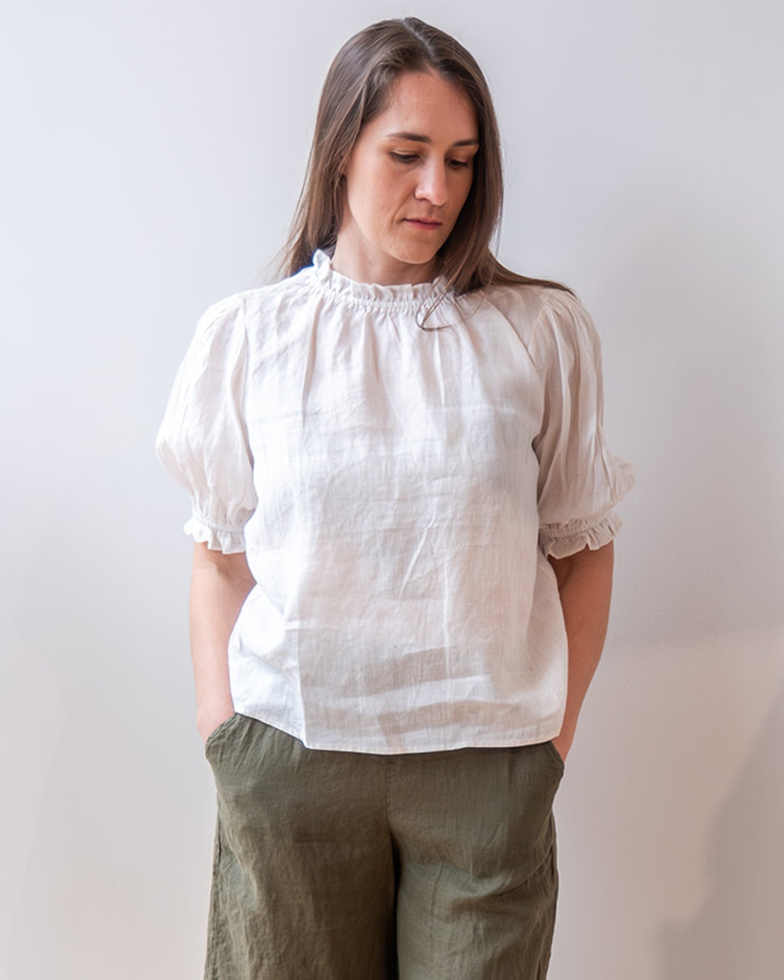 Rosabel Puff Sleeve Top in Chalk