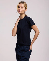 Velvet by Graham & Spencer Ryland Short Sleeve Crew Neck Top In Navy 2 - Bliss Boutiques