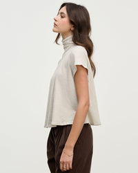 Velvet by Graham & Spencer Savi S/S Mock Neck Crop Top in Cookie 