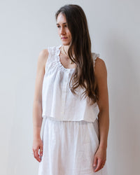 Velvet by Graham & Spencer Tana Ruffle Sleeveless Top In White 1 - Bliss Boutiques