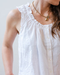 Velvet by Graham & Spencer Tana Ruffle Sleeveless Top In White 3 - Bliss Boutiques