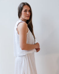 Velvet by Graham & Spencer Tana Ruffle Sleeveless Top In White 2 - Bliss Boutiques