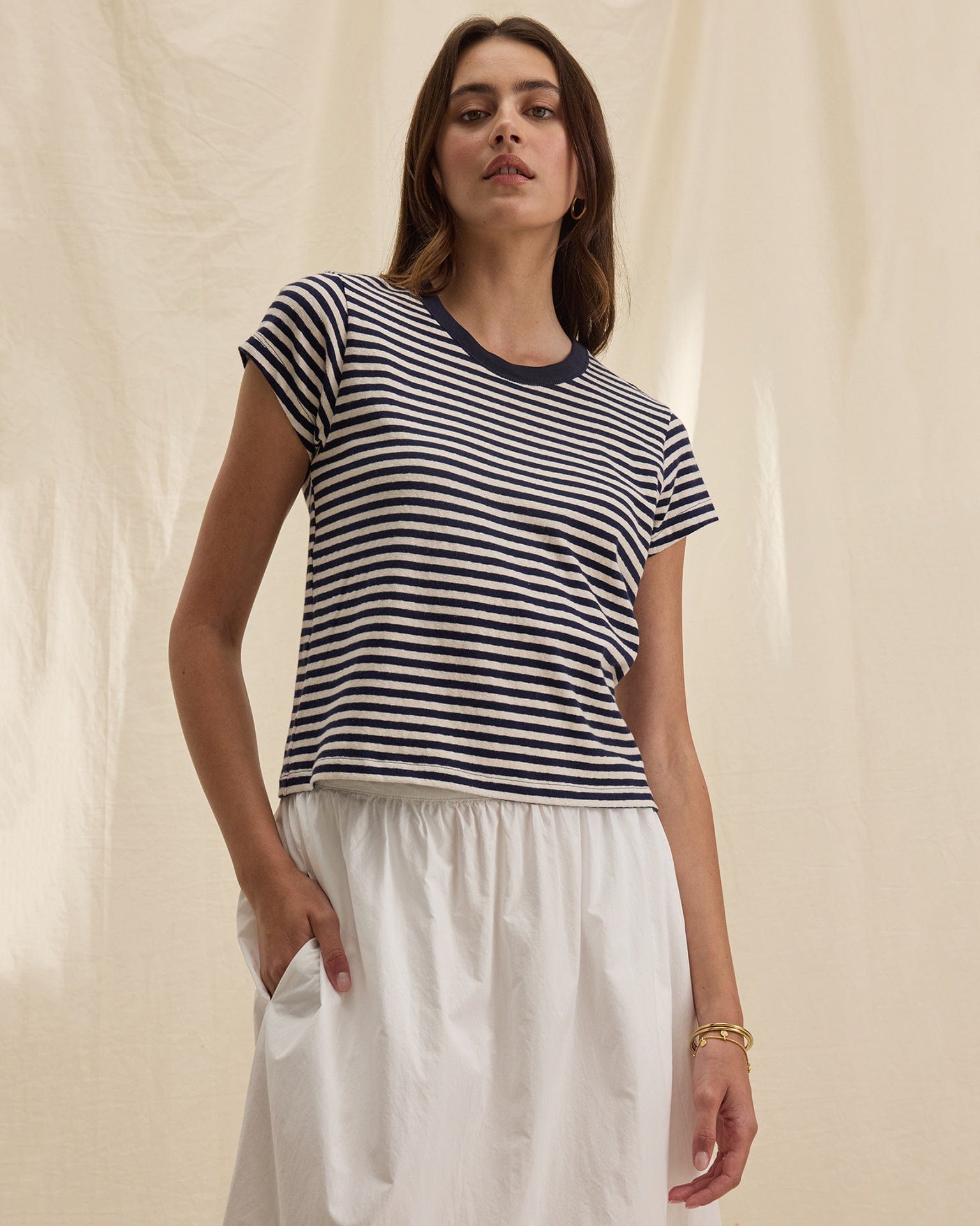 Tash S/S Crew Neck Tee in Navy
