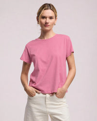 Velvet by Graham & Spencer Tia Short Sleeve Crew Neck Top In Sherbert 1 - Bliss Boutiques