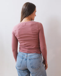 Velvet by Graham & Spencer Zofina L/S Crew Neck Top in Dark Blush 4 - Bliss Boutiques