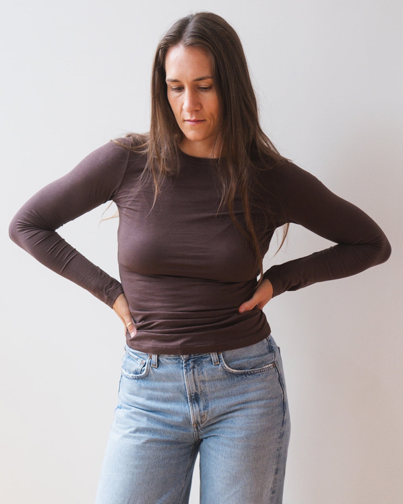 Zofina L/S Crew Neck Top in Mole