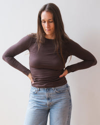 Velvet by Graham & Spencer Zofina L/S Crew Neck Top in Mole 1 - Bliss Boutiques