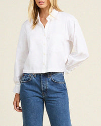 Trovata Birds of Paradis Clothing Nessa Shirt in White Cotton Twill