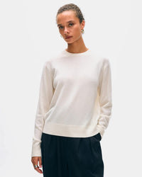 White + Warren Cashmere Crew in Soft White 