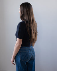 White + Warren Cashmere Featherweight TShirt in Deep Navy 