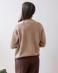 White & Warren Cashmere Saddle Sleeve Crewneck in Taupe Heather 4 - Bliss Boutiques