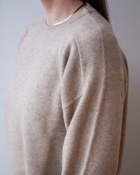 White & Warren Cashmere Saddle Sleeve Crewneck in Taupe Heather 3 - Bliss Boutiques