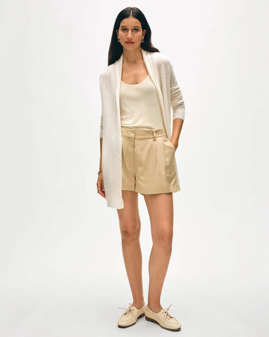 White + Warren Clothing Cashmere Trapeze Cardigan in Soft White