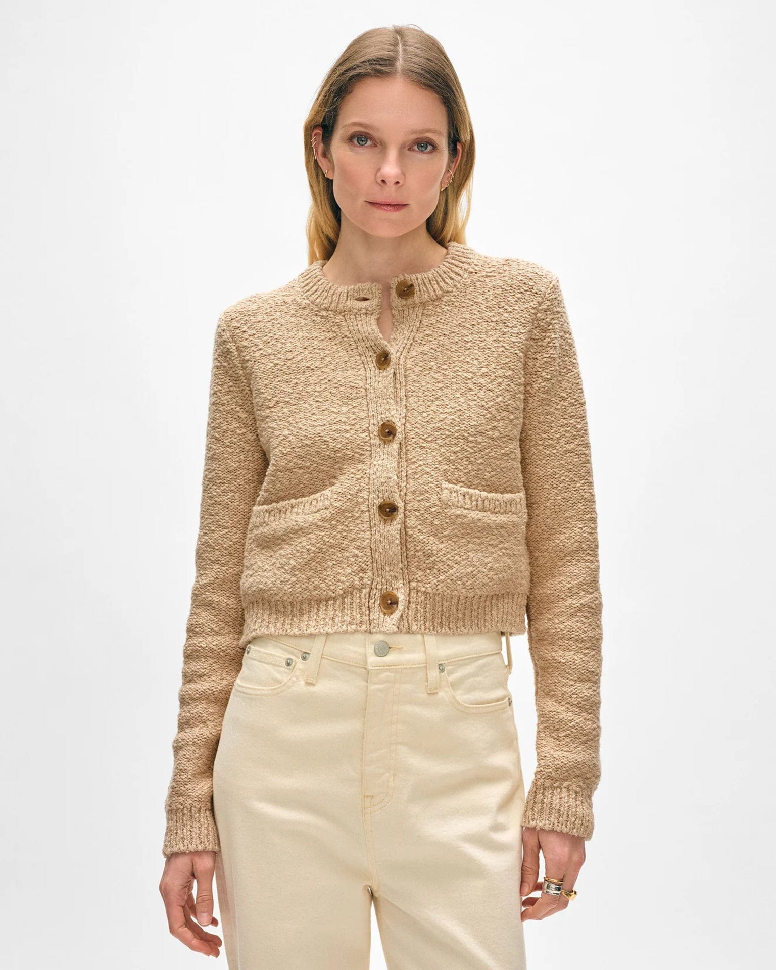 Cotton Slub Pocket Cardigan in Sable