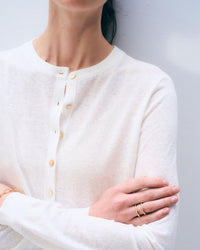 White & Warren Linen Blend Cardigan in White 2 - Bliss Boutiques