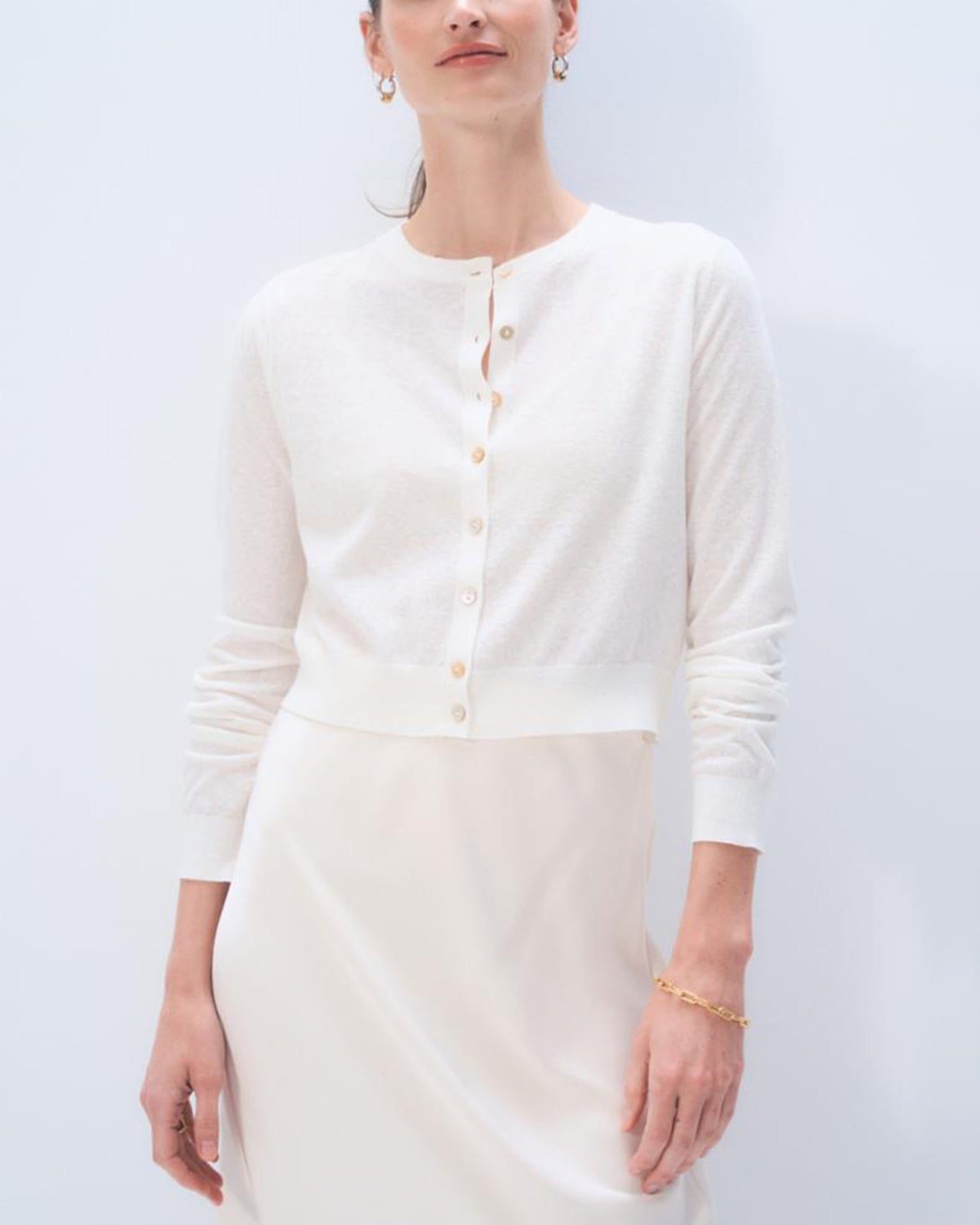 Linen Blend Cardigan in White