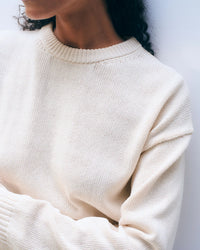 White & Warren Organic Cotton Tape Crewneck in Ecru 2 - Bliss Boutiques